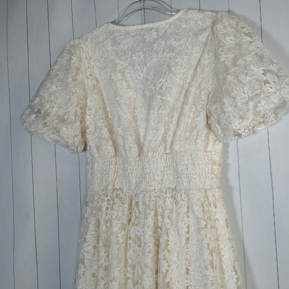 Baltic Born size S Lace maxi dress off white short sleeve v-neck lined bridal - Picture 12 of 16